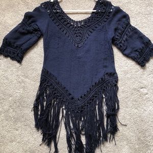 Dillard’s Navy swimsuit crochet cover up